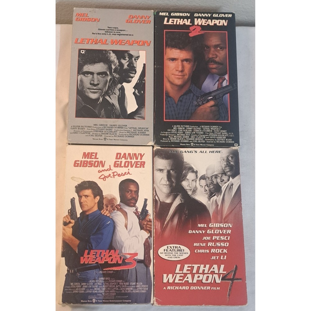 Lethal Weapon 1-4 Complete VHS Collection Lot Mel Gibson Danny Glover Action